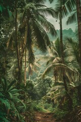 Naklejka premium Tropical Rainforest Jungle Path