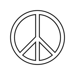 Black outline icon of the international symbol of peace, peace sign Pacific on a transparent background. Anti military movement emblem no war sign
