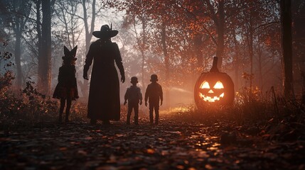 Witch in a Spooky Halloween Forest created by ai