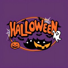 This image depicts a spooky Halloween scene featuring a haunted house perched on a hill. The house is surrounded by leafless, dead trees, creating a chilling atmosphere. A large full moon illuminates 