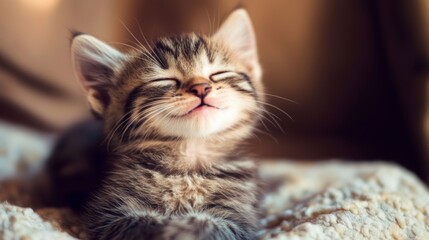 Adorable Smiling Baby Cat Portrait, Perfect for Pet or Animal Related Content Generative AI