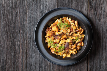 fried blend of wild mushrooms in a bowl