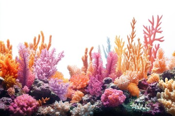 Coral reef illustration on transparent canvas