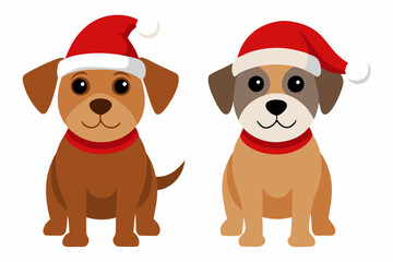 two dogs in santa hats