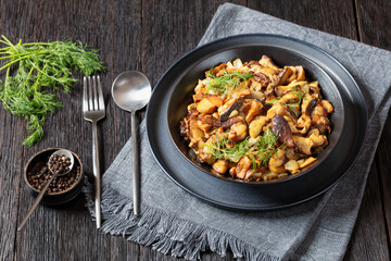 fried blend of wild mushrooms in a bowl