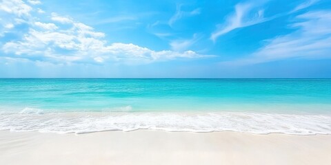Fototapeta premium Tranquil Beach with Crystal Clear Water and Blue Sky