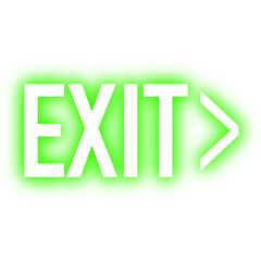 Exit light signs. Emergency exit sign on ceiling with illuminated green figure. Exit with arrow signs. Fire escape 