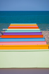 Les cabines de plage de la station baln&eacute;aire de Le Tr&eacute;port