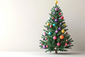Fototapeta premium Decorated Christmas tree with colorful ornaments