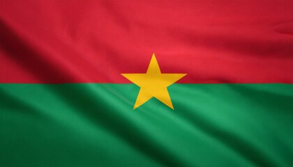 ブルキナファソの国旗(waving national flag of Burkina Faso.)

