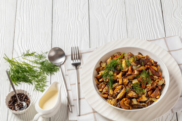 fried blend of wild mushrooms in a bowl