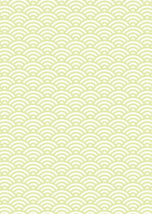 青海波　黄緑　和風　波　背景　ベクター　縦長