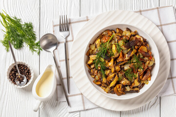 fried blend of wild mushrooms in a bowl