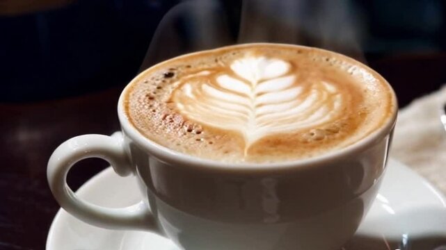 coffee with elegant rosetta latte art look