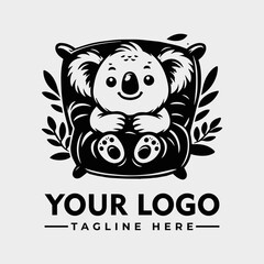 Vector Logo Koala Lay On The Pillow Sleepy Koala Sleeping Koala