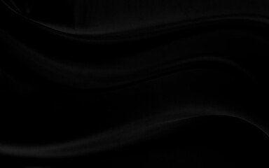 Black gray satin dark fabric texture luxurious shiny that is abstract silk cloth background with patterns soft waves blur beautiful.