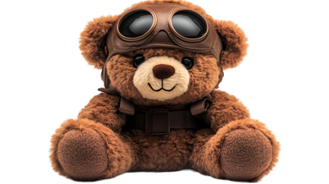 a teddy bear wearing a pilot goggles.  - Powered by Adobe
