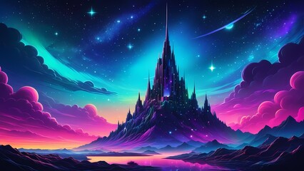 landscape with mountains and clouds