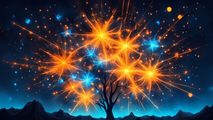 fireworks in the night sky