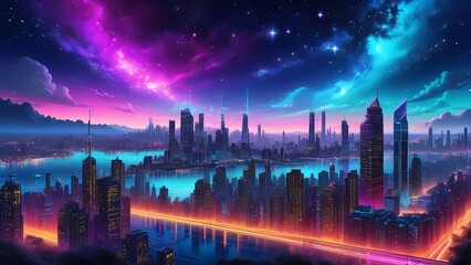 panorama country at night