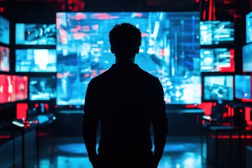 A person is prepared in a gaming environment, positioned to press the start button