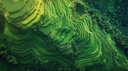 Lush Green Terraced Rice Fields