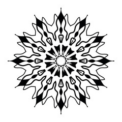 Mandala-Inspired Symmetrical Black and White Geometric Art Design
