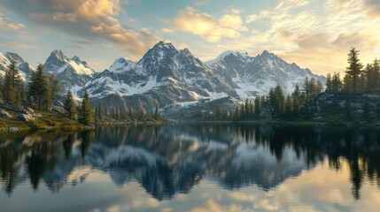 Majestic Mountain Reflection in Tranquil Lake