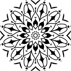 Elegant Floral Mandala Black and White Design
