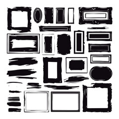 Black brushstrokes and pencil lines in various styles are arranged side by side, functioning as creative templates. The styles range from broad to fine, rough to smooth, meeting various artistic requi