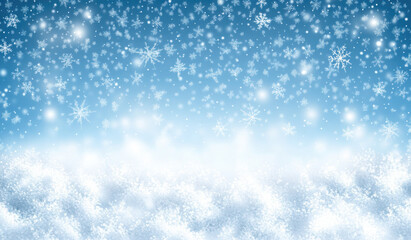 Fototapeta premium Christmas blue background with snow. 