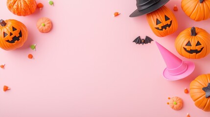 Halloween Celebration Banner, showcasing Jack-o'-lantern molds, whimsical witch hats, vibrant Halloween sprinkles, perfect for festive promotions and event announcements.