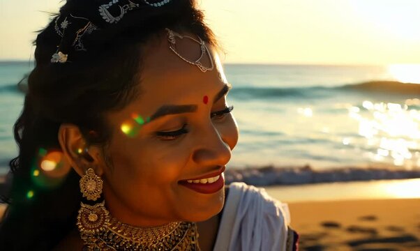 Ethiopian Woman Enjoying a Relaxing Beach Vacation