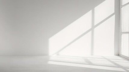 Obraz premium Minimalist white backdrop with simple shadows and light gradients