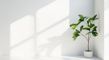 Fototapeta premium Minimalist white backdrop with simple shadows and light gradients