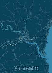 Shimanto, Japan artistic map poster