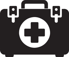 Obraz premium First Aid Box icon silhouette vector art illustration