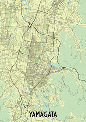Yamagata, Japan artistic map poster