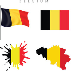 Belgium flag vector illustration .national flag and map of belgium icons. national map belgium . vector illustration