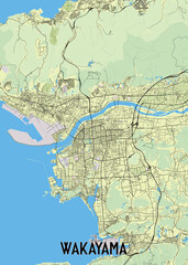 Wakayama, Japan artistic map poster