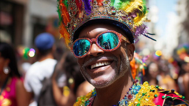Parada karnawałowa w Rio de Janeiro to prawdziwe święto kolor&oacute;w i dźwięk&oacute;w. Uczestnicy przebrani w przepiękne kostiumy przechodzą przez ulice.