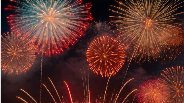 Spectacular fireworks lighting up the night