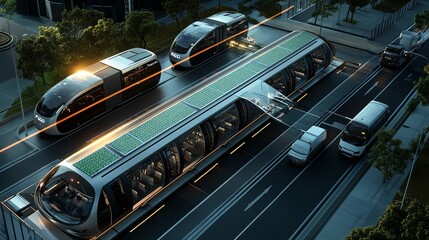 Fototapeta premium Futuristic urban transport system, innovative design.