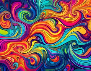 Fototapeta premium Abstract colorful psychedelic pattern with swirling shapes and vibrant colors.