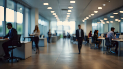 bokeh for background - Abstract blurred interior modern office space with business people 
