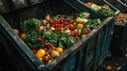Illustration of Food in perfect condition in the trash. Ai generated image