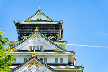 View with Osaka Castle, the most famous landmark and popular tourist attractions in Osaka, Japan.