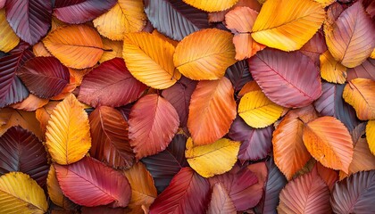 Fototapeta premium A Collection of Vibrant Autumn Leaves in Red, Orange, and Yellow Hues