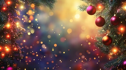 Holiday celebration background with twinkling lights and festive mood