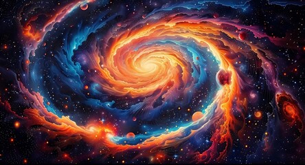 Colorful swirling Milky Way galaxy